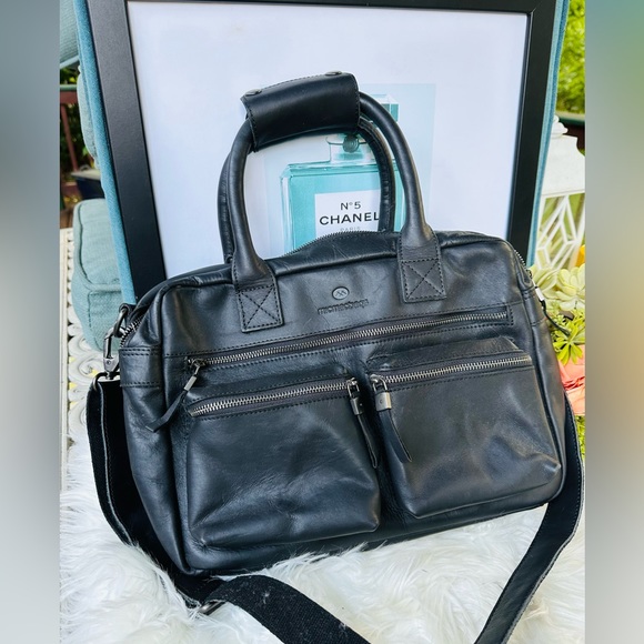 Micmacbags Black Cowhide Handmade Leather Bag with...